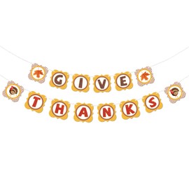 Halodete Give Thanks Banner, Autumn Theme Happy Friendsgiving Party Banner, Maple Leaves Birthday Party, Thanksgiving Day Party Decorations - Colorful Banner