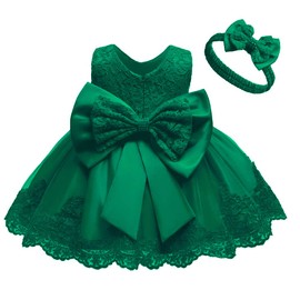 NSSMWTTC Baby Girl Ball Gown Dress Infant Birthday Party Christmas New Year Dresses Toddler Christmas (Green,6M)