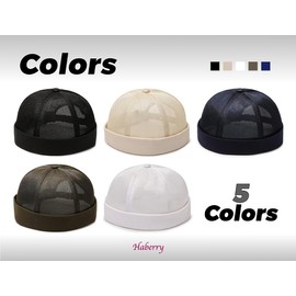 Havely Men's Mesh Roll Cap, No Brim, Baseball Umpire, Solid Color, Watch, beige