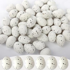 BGNXHYB Pack of 50 Easter Eggs Decorative, Easter Decoration Plastic Eggs, Decorative Easter Eggs, Speckled Easter Eggs, for Easter Crafts Supply, Basket Filler, Easter Party Accessories (White)