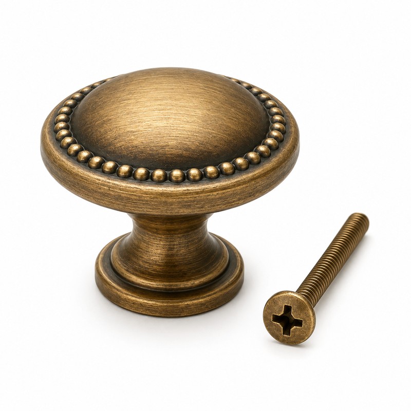Antique Brass Cabinet Knobs and Drawer Pull Handles, Vintage Zinc