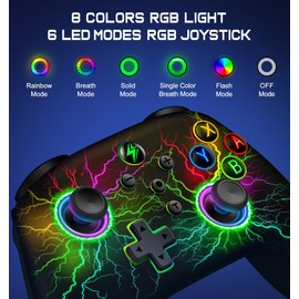 HASACOOL Switch Controller for Switch/Lite/OLED, LED Light Multi-Platform Wired Windows PC Controller/Wireless iOS Android Switch Pro Controller with RGB Color/Programmable/Vibration/Turbo