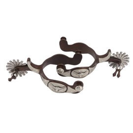 2 PCS Horse Spurs, Stainless Steel Western Cowboy Spurs Exquisite Gear Spurs Equestrian Gear Accessories, Outdoor Garden Retro Spurs Saddlery Equipment, Antique Brown Spur