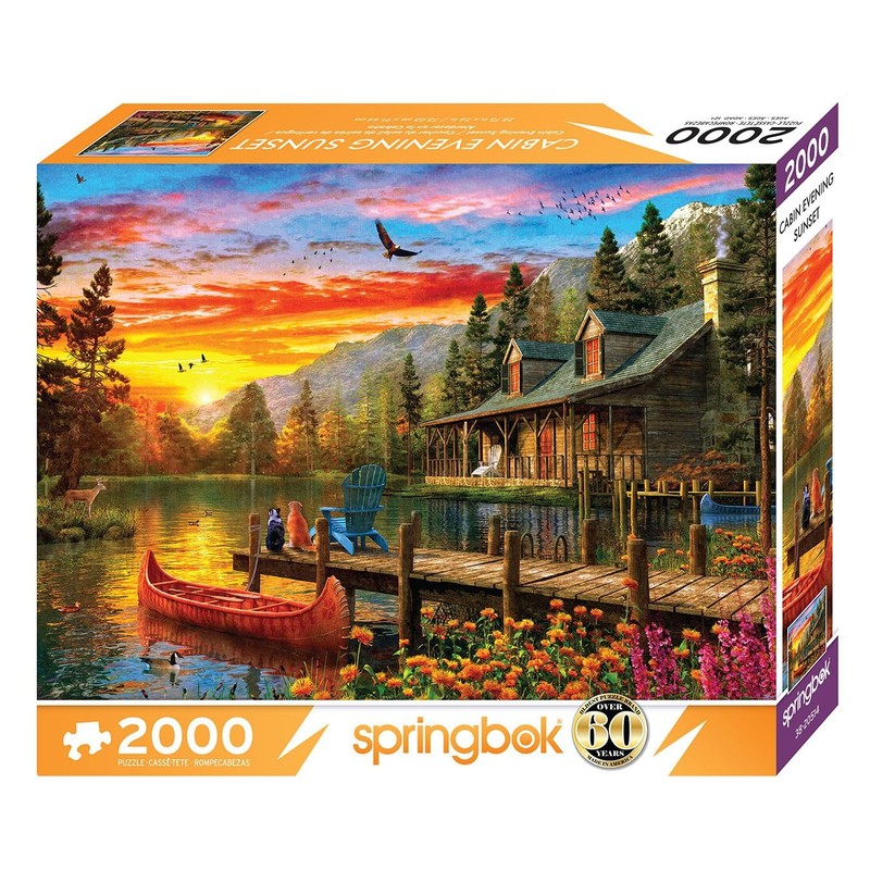 Springbok's Cabin Evening Sunset 2000 Piece Puzzle for Adults Featuring