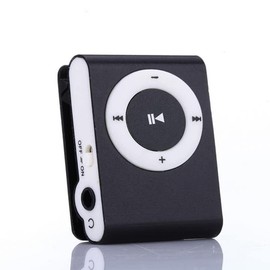 Mxzzand MP3 Portable Music Player Mini MP3 Back Clip Player Serviceable with Memory Card and Cable(Black)