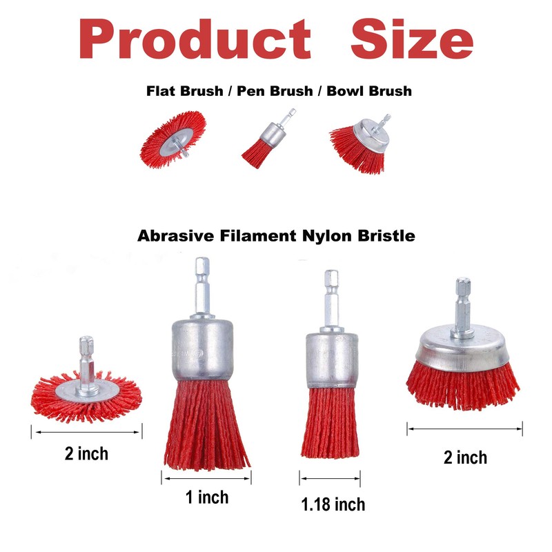 Rocaris 10 Pack Nylon Filament Abrasive Wire Brush Wheel &