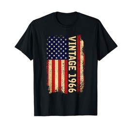 Vintage 1966 American Flag 60th Birthday Gifts 60 Years Old T-Shirt