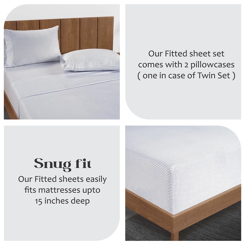 LANE LINEN King Fitted Sheet, 100% Organic Cotton, 3-Piece Set