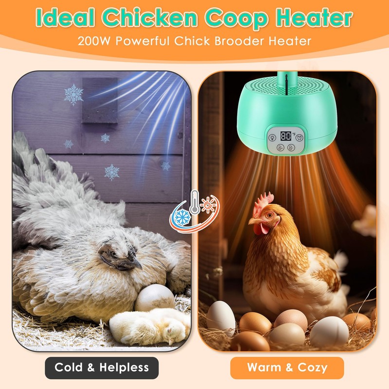Gulfmew 1 Pack Chicken Coop Heater with Remote Control, Timing