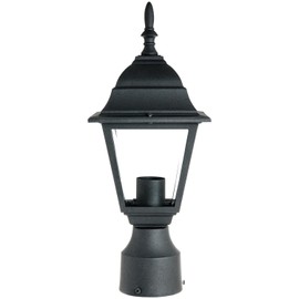 Sunlite 41322-SU Carriage Lamp Fixture, Medium Base (E26) Socket, Mounts on 3" Post (Not Included), UL Listed, Black