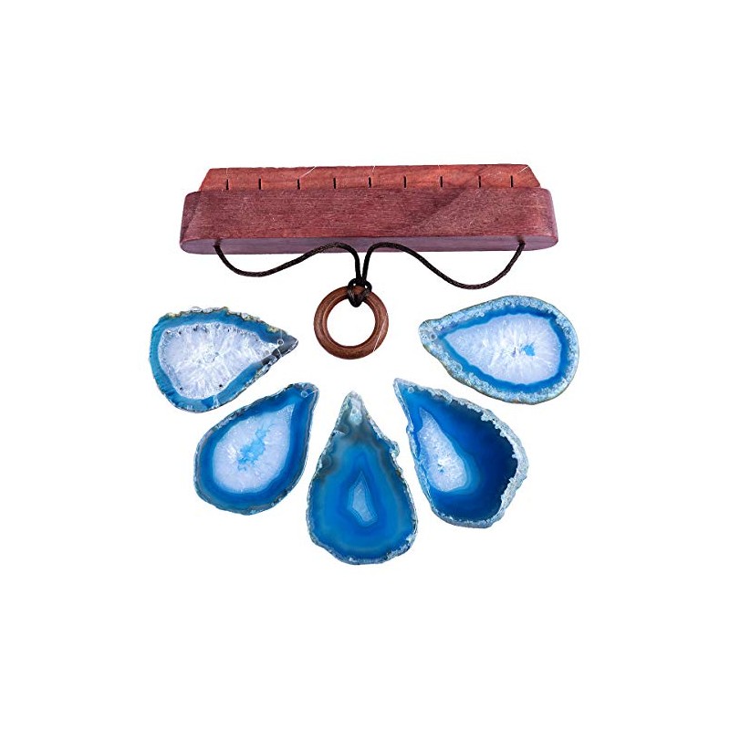 KYEYGWO Blue Agate Discs Geode Wind Chime Sun Catcher Crystal