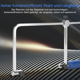 Ejoyous Fretsaw Adjustable Fretsaw for Wood, Metal and Plastic, 15 cm, 6 Teeth, 6 Pieces Spiral Saw Blades, Natural Wood Handle, Silver Leaf Jigsaw