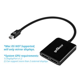 gofanco Mini DisplayPort to Dual DisplayPort MST Hub - mDP 1.2 to 2 DP Splitter, 2 Port DisplayPort Multi Stream Transport Hub, for Windows PCs, NOT Mac OS Compatible (mDPMST2DP)