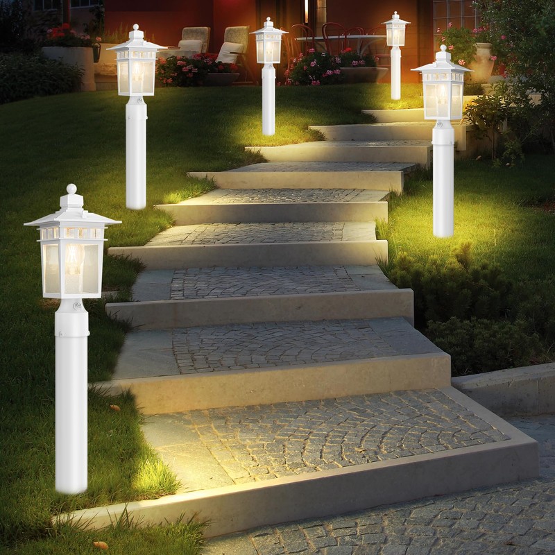 APOTO Dusk to Dawn Outdoor Post Lights, Waterproof Lamp Post