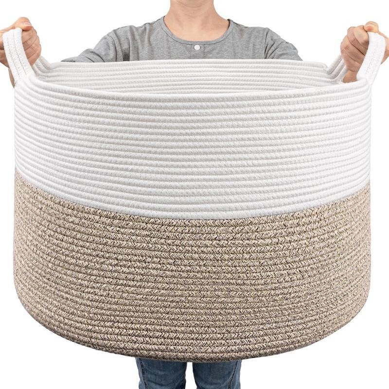 Extra Large Wicker Storage Basket, 83L Round Jute Basket for