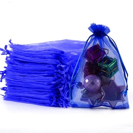Meowoo 100PCS Organza Bags, 4x6in Small Mesh Bags Drawstring, Mesh Gift Bags Drawstring for Jewelry, Candy, Christmas, Sachets, Bathroom Soaps, Makeup Organza, Wrapping Supplies(Preciousblue)