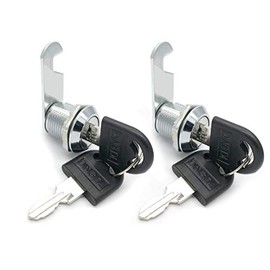 Drawer Cabinet Cam Lock, 16mm(5/8") Cylinder Length, Fits on 3/8inch Max Panel Thickness, Zinc Alloy Chrome Plated, Keyed Different, 2Pack