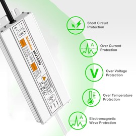 24V 150W LED Driver DC6.25A LED Transformer, IP67 Waterproof Low Voltage Transformer with 3-Prong Plug for Any Outdoor and Indoor Led Lights, Computer Projects