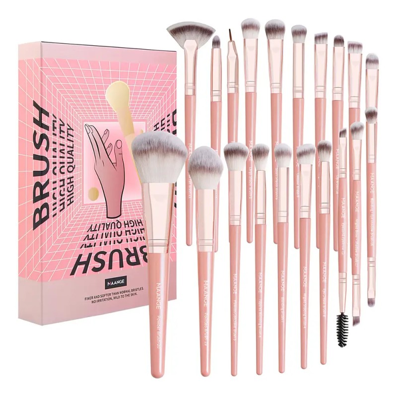 Brochas De Maquillaje Kit 20 Pcs Para Maquillaje Profesional Rosa