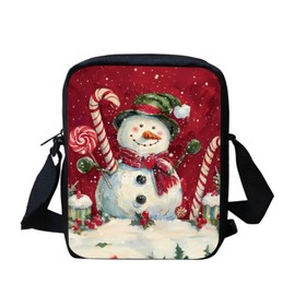 GIFTPUZZ Christmas Messenger Bag Crossbody Handbag Small Shoulder Purse Candy Snowman Wallet Travel Causal Bag Lightweight Clutch Organizer