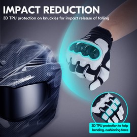 Vgo... 1Pair Goatskin Leather Motorcycle Powersports Racing Gloves,Full Finger Knuckle Guard Touch Screen Motocross Racing Gloves with Anti-slip palm(GA5179HL)