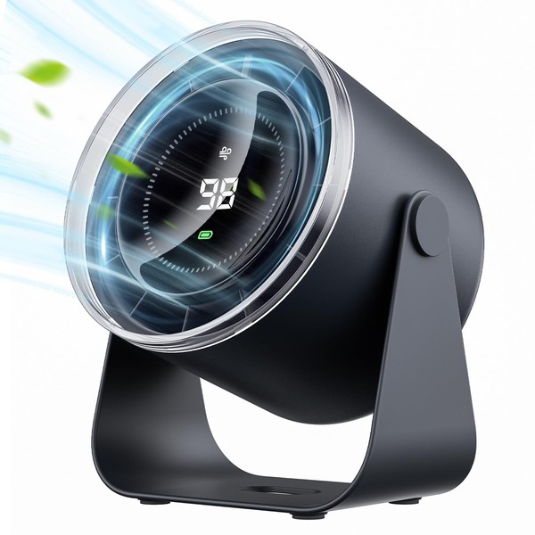 WSKEN Desk Fan with Battery Operated, Quiet Digital Display Portable