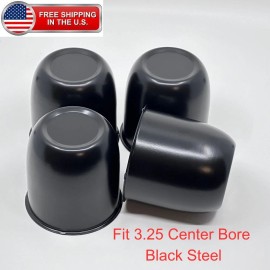 Tainnipi 4x 3.25" Black Steel Push Thru Center Caps Fits Trailer Truck Rims Close End