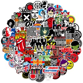 100Pcs Rock Band Stickers, Classic Music Stickers for Singer Adults, Rock Roll Punk Vintage Stickers for Laptop Water Bottles Skateboard Guitar Luggage