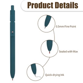 Ballpoint Pen - Pack of 5 Retractable and Portable Gel Pens, 0.5 mm Fine Tip, Black Ballpoint Pen Set with Quick Drying Ink, Smooth Gel Pen for School, Office, Home (Vintage Style)