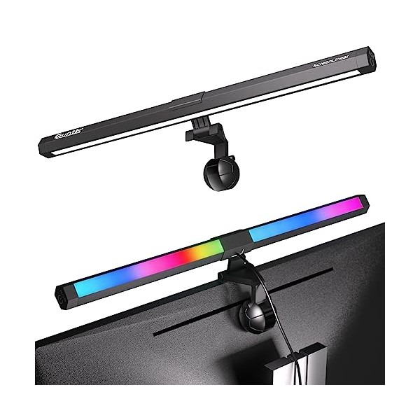 Quntis Monitor Light bar with RGB Backlight,40cm Computer Monitor Lamp with Dimmer and Color Temperature,LED Touch Control Gaming Screen Light No Screen Glare and Eye Protection for Home Office