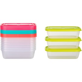 Kigima Freezer Food Storage Container 0.58 L Rectangular (Pack of 12) Multi-Coloured