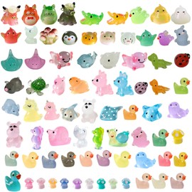78PCS Mini Resin Animals Mixed, Mini Animals Glow In The Dark, Miniature Little Small Animal Figures for Micro Fairy Garden, Landscape Accessories, Dollhouse Hide Crafts, Aquarium Decor