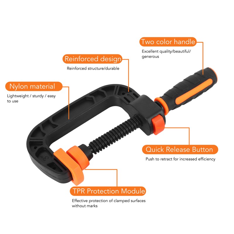 2Pcs C Clamp 2 Inch 3 Inch Adjustable Quick Release