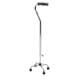 Medline Aluminum Quad Cane, Small Base, Brite Chrome, Adult, Case of 2