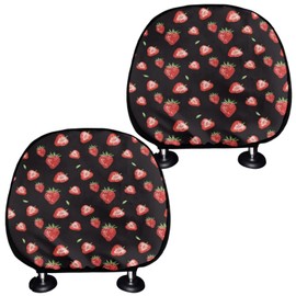 Finagallathe Strawberry Car Seat Accessories Headrest Cover Set of 2 Dirt-Proof Auto Head Rest Protector Interior Auto Accessories Universal fit SUV,Truck,Sedan or Van
