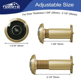 TSMIMTS Door Viewer Peephole, Brass 200 Degree HD Door Viewer, Satin Gold