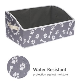 Geyecete Dog Toy Basket Large Dog Toy bin Dog Toy Box Storage Box - Foldable Fabric Trapezoid Organizer Boxes with Handle, Collapsible Basket for Dog Toys (Bone Claw)