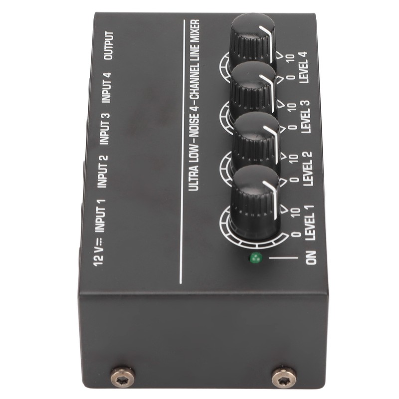 4 Channel Line Mixer Stereo Compact Low Noise Adjustable Volume