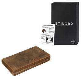 STILORD 'Emilia' Women's Wallet RFID Protection Elegant Classic Large Genuine Cowhide Leather Horizontal with Zip Leather, Medium - Brown, Elegant vintage