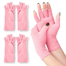 SULPO 2 Pairs of Arthritis Gloves - Fingerless Gloves for Men and Women - Without Fingertips - Thin Gloves - Fingerless Gloves for Work, Sports - Short Finger Gloves - S