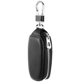 Chstarina Car Key Bag, Car Key Case, Leather Key Case with Zip and Metal Hook, Key Case Black for Men, Women, black