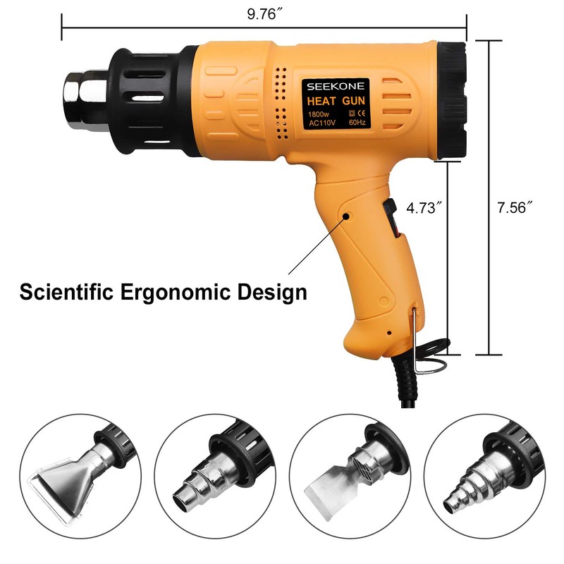 SEEKONE Heat Gun 1800W 122℉-1202℉（50℃- 650℃）Fast Heating Heavy Duty Hot