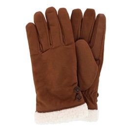 Isotoner Ladies Microfiber Winter Gloves with Button Detail, S/M, Cognac, Cognac, S-M, Cognac