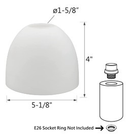 Aspen Creative 23617, Frosted Opal Glass Shade White Inside, 5-1/8"Dia x 4"H/Center Hole:42mm, 5-1/8"Dia x 4-1/8"H/Fitter 1-5/8"