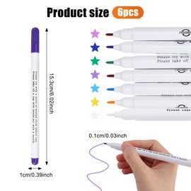 7PCS Washable Fabric Pens Water Soluble Erasable Fabric Marking Pens for Tailor's Quilting Tracing Sewing Dressmaking DIY Clothes T-Shirts Canvas Bags Shoes Hats Embroidery Paint