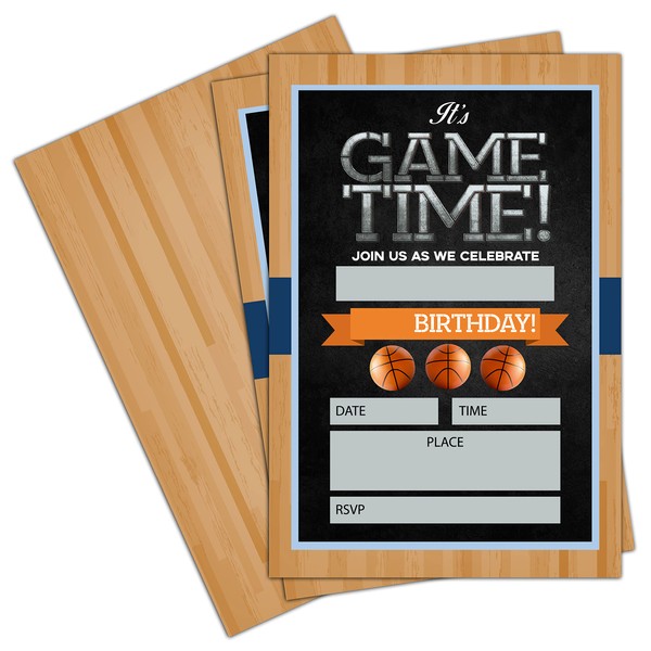 Jusitakeet Basketball Birthday Party Invitations, Boys Sports Basketball Party Invitations,
