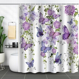 FAIRYGATE Shower Curtains for Garden Vintage Rustic Flowers and Leaves Garden Curtain Barn Door Outdoor Shower Curtain Countrylife Bathroom Decor with Hook 71X 71 inch B9505