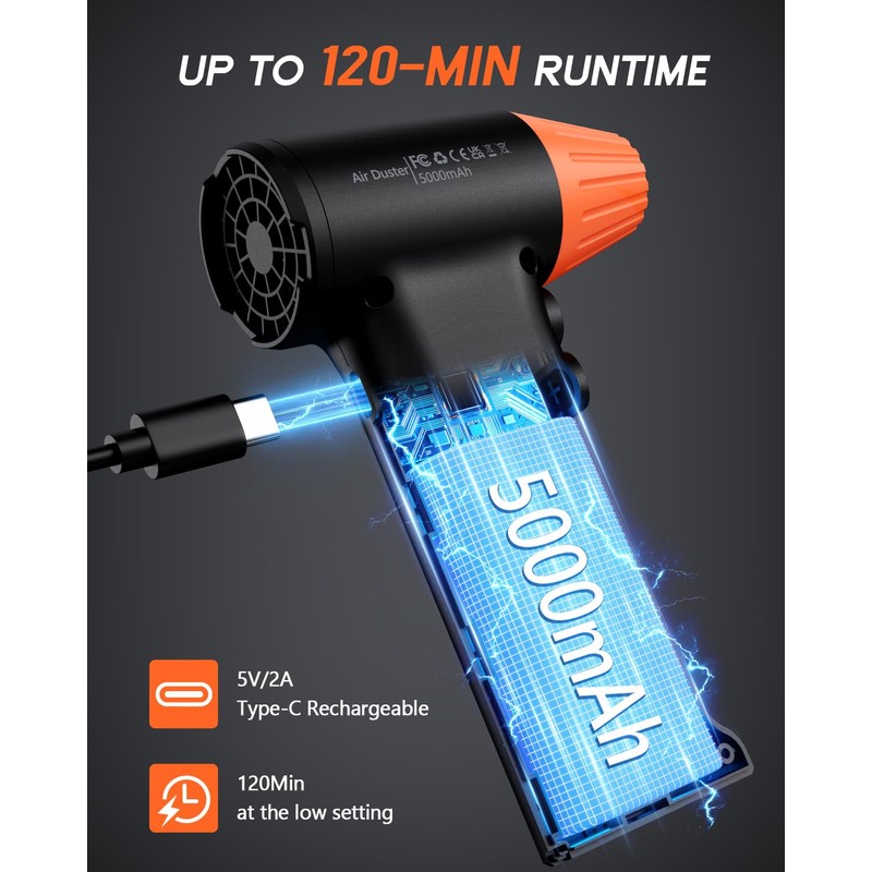 ATEngeus Compressed Air Duster, Stepless Speed Electric Air Duster with
