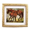 Dollhouse Miniature Accessories Horse & Foal Picture Painting in Gold