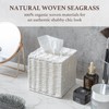 MyGift Decorative White Woven Square Tissue Box Holder with Easy